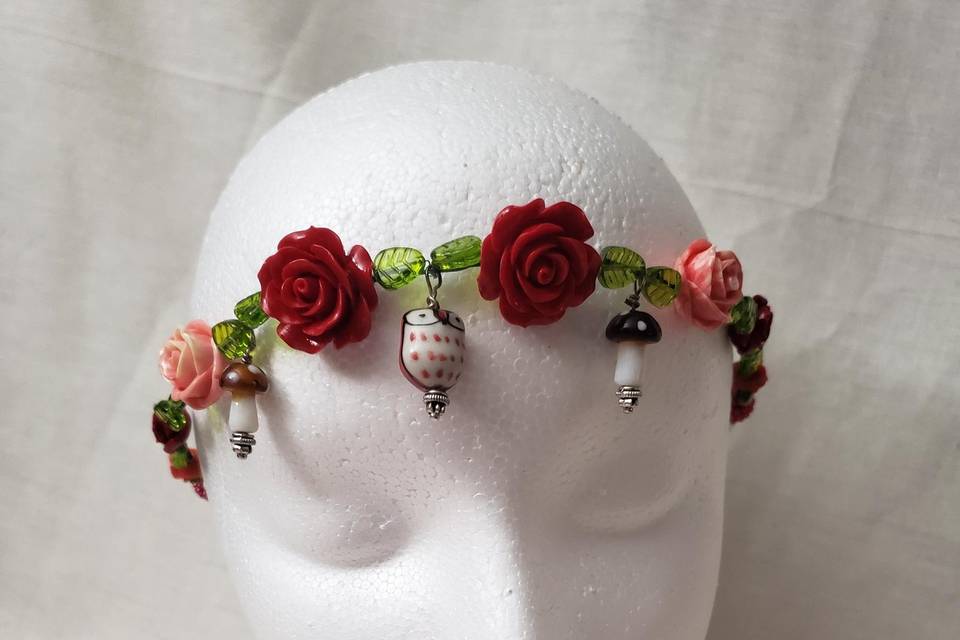 Owl mushroom red headband