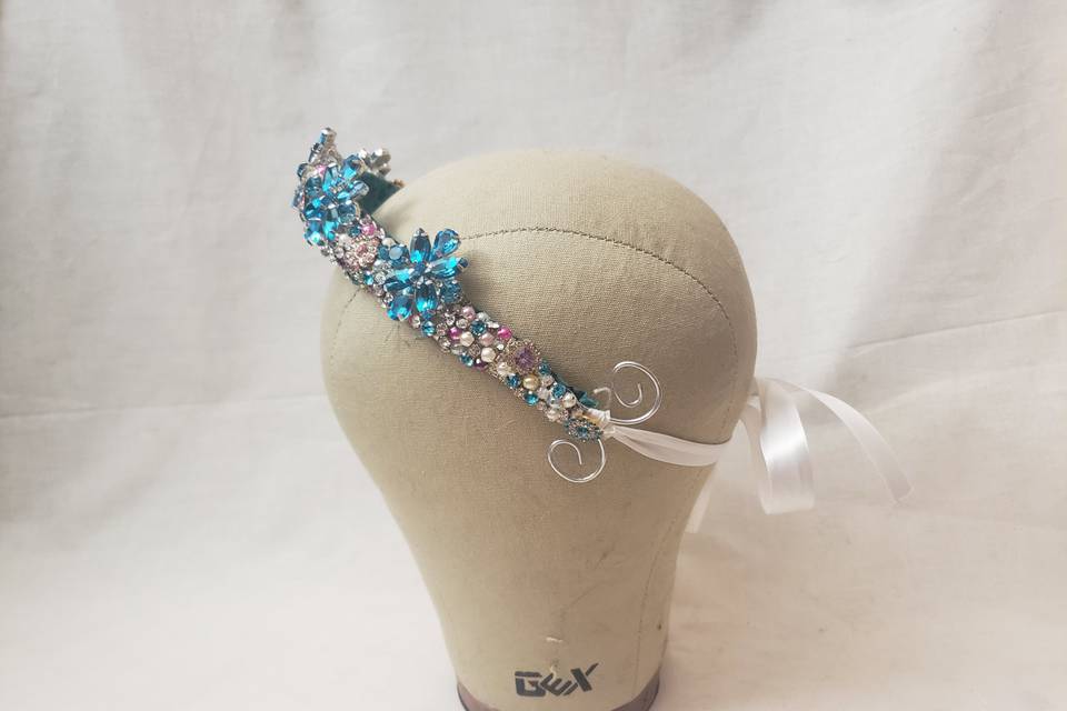 Left side custom beaded tiara