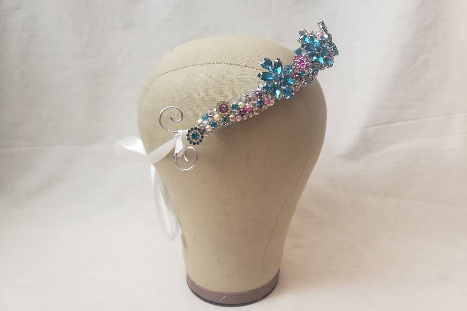 Right side custom beaded tiara