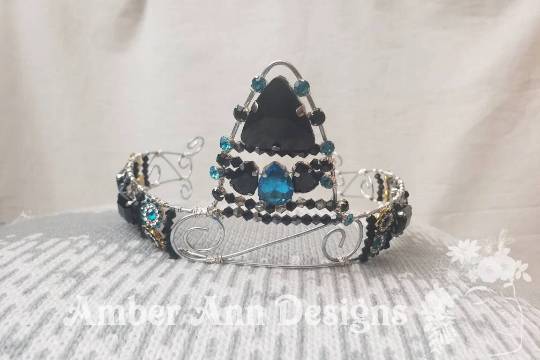 Black & teal crystal tiara