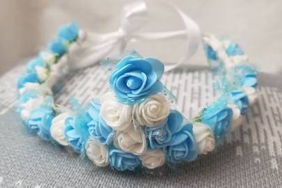 Rose tiara tieback blue