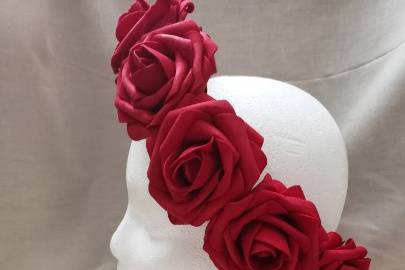 Red rose full flower crown