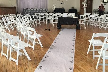 Indoor wedding ceremony setup