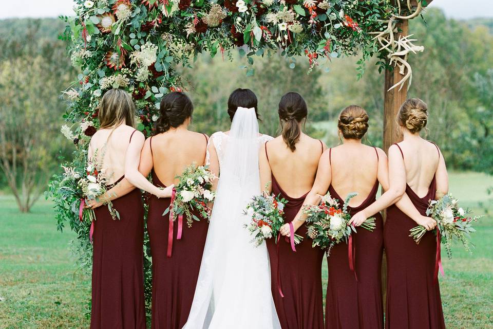 The bride with bridesmaids