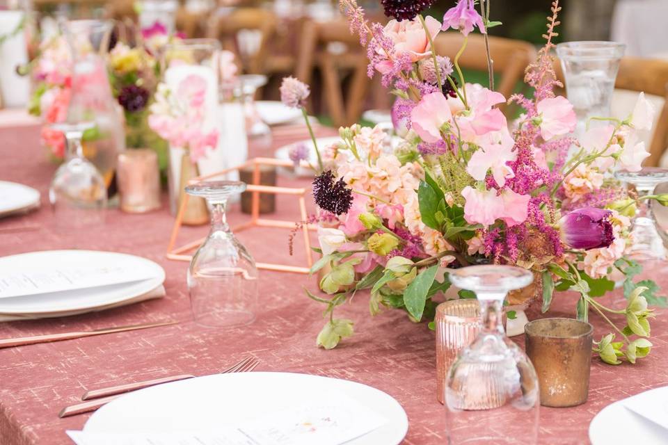 Centerpiece and bud vases