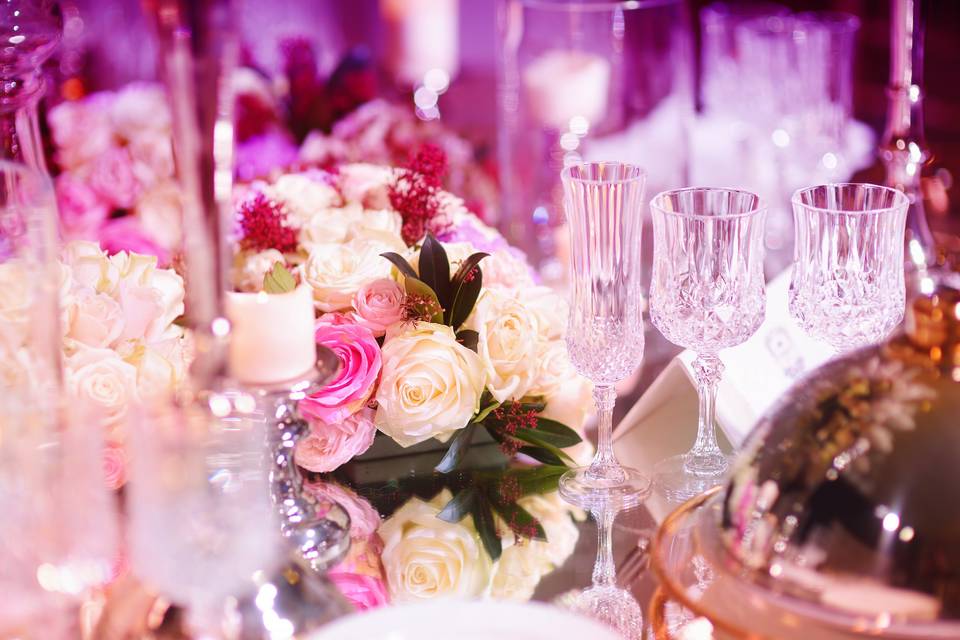 Floral design on table