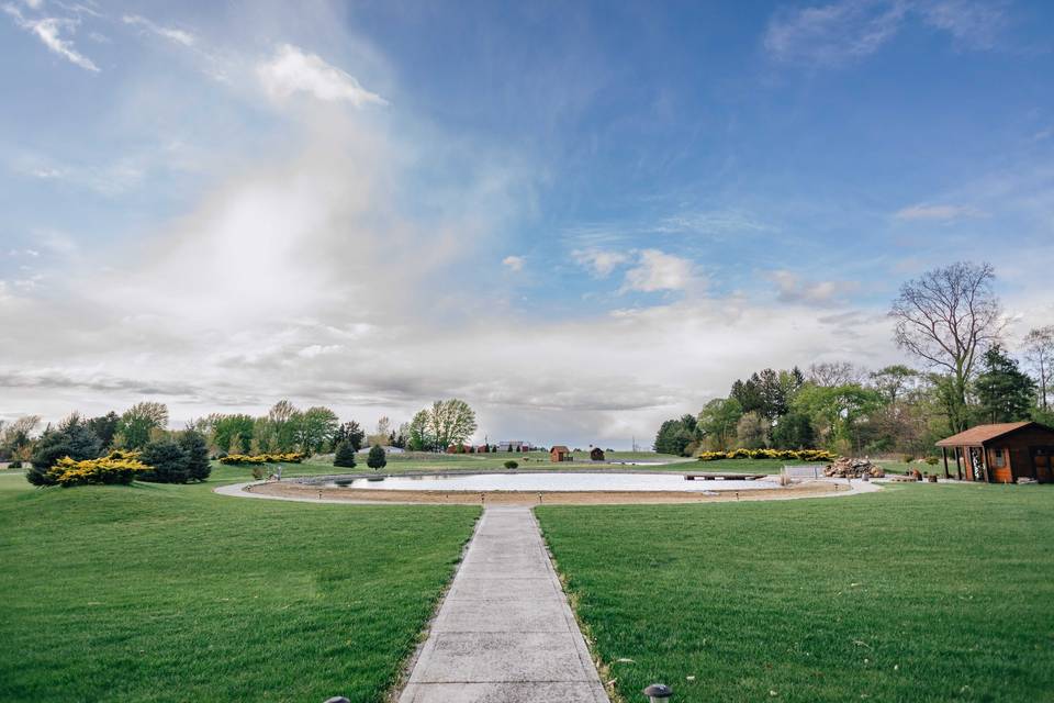 Beautiful Pond and green space