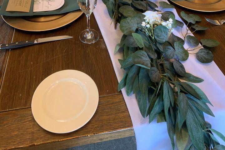 White & Eucalyptus Long Table