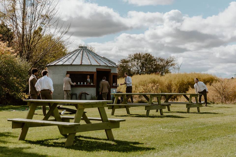 Grain Bin Gazebo with Firepit
