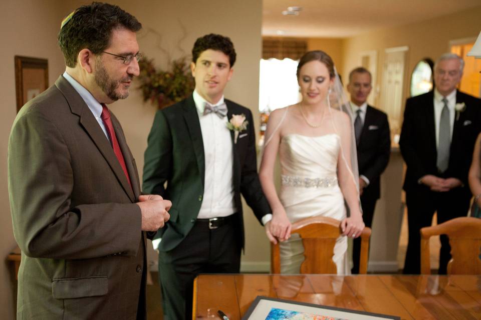 A casual outdoor same-sex, non-denominational wedding ceremony