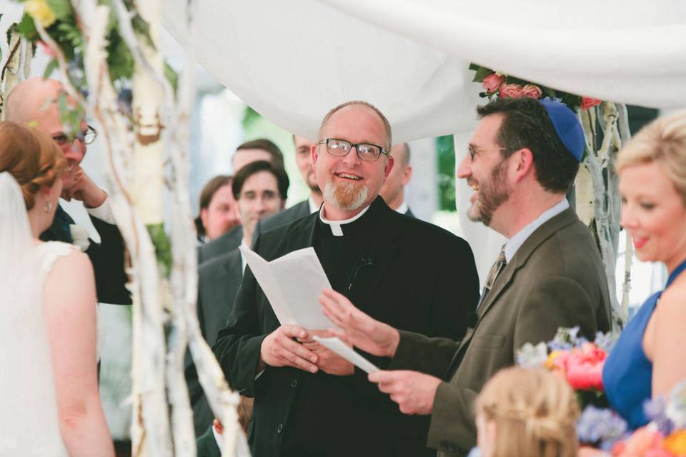 The couple beneath the huppah (wedding canopy)