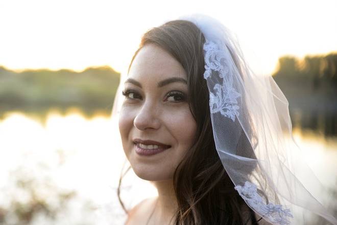 Bride at sunset