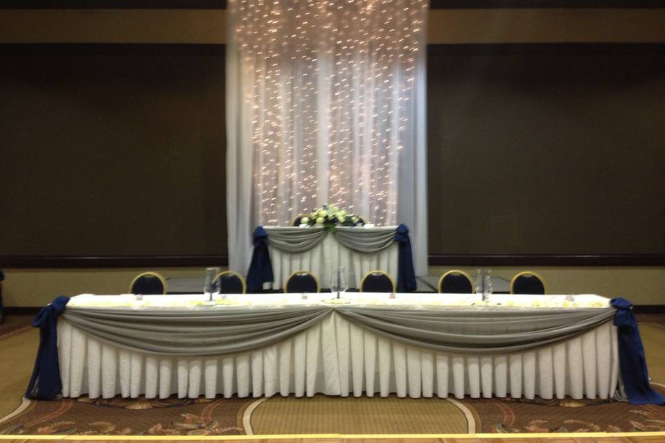 Table setup with flower centerpiece