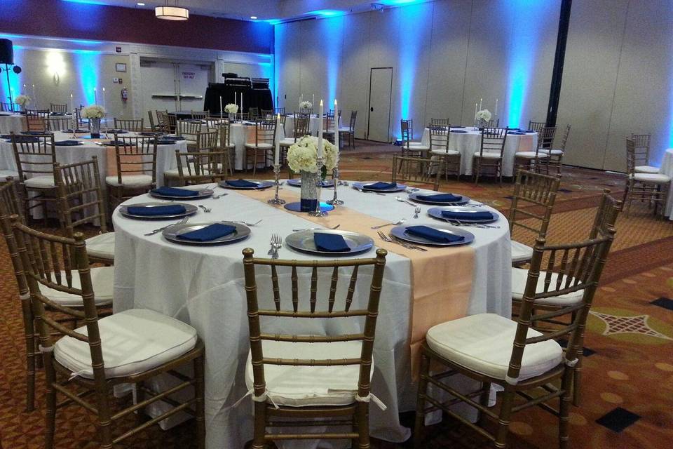 Table setup with flower centerpiece