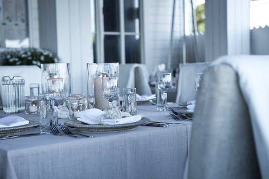Silver decorated table setup