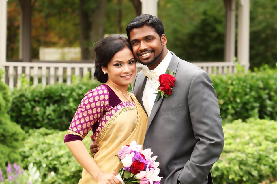 Newlyweds near the gazebo