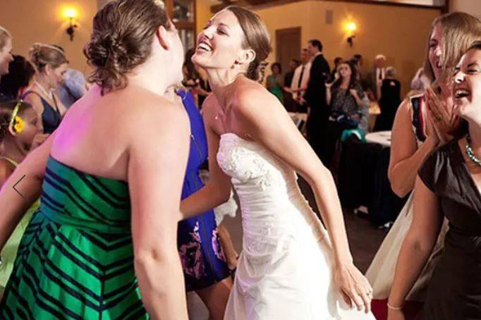 Bride dancing with her ladies