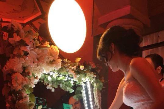 Bride Texting Photo on Mirror