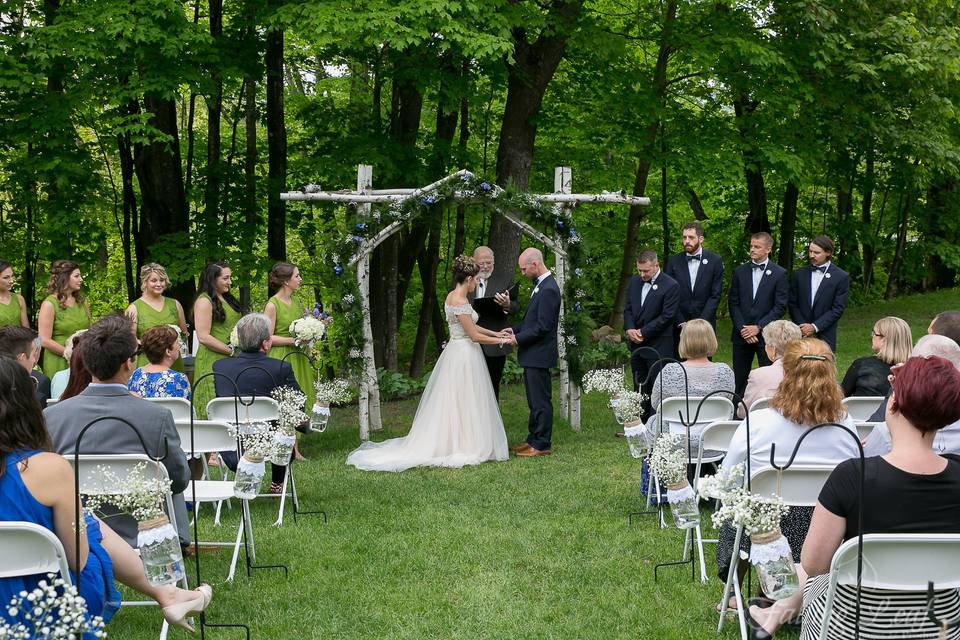 Newlyweds looking at the view