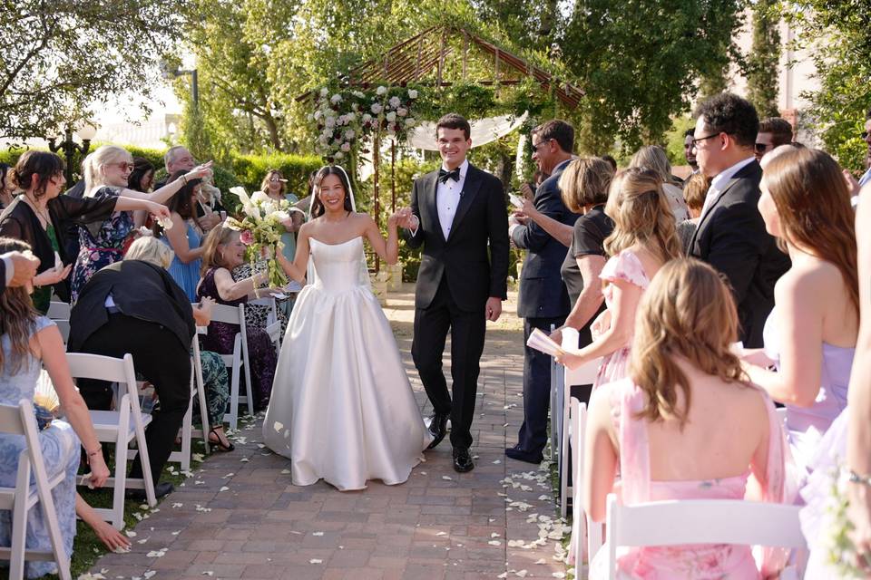Wedding couple walking