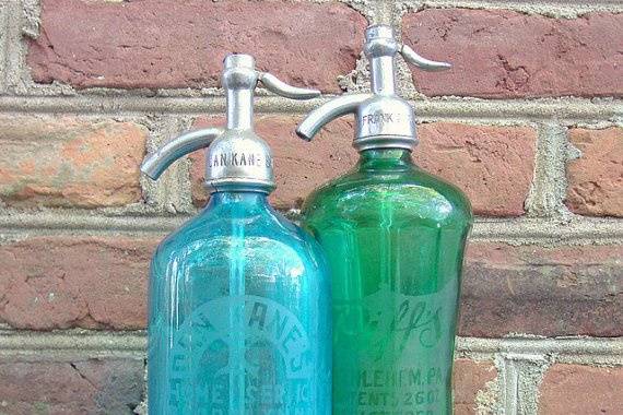 Antique glass seltzer bottles