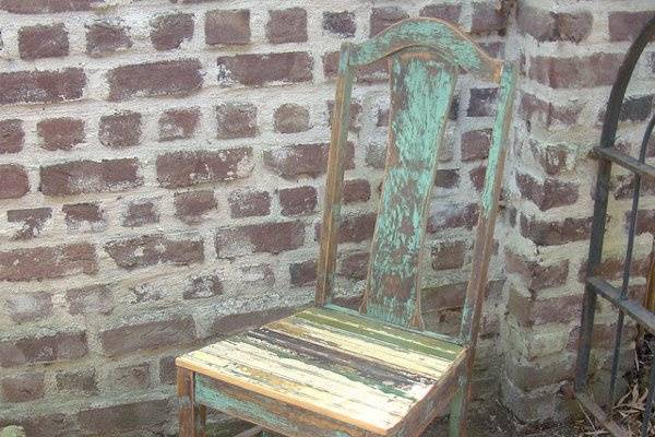 Vintage blue & green wooden chair