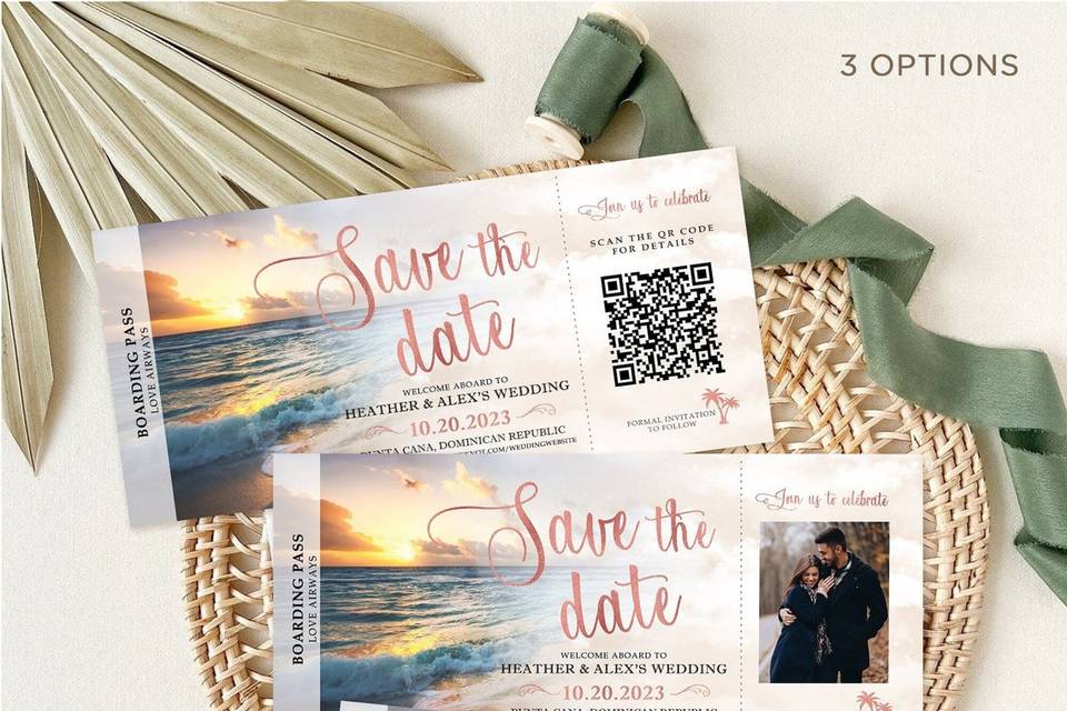 Beach Wedding Boarding Pass