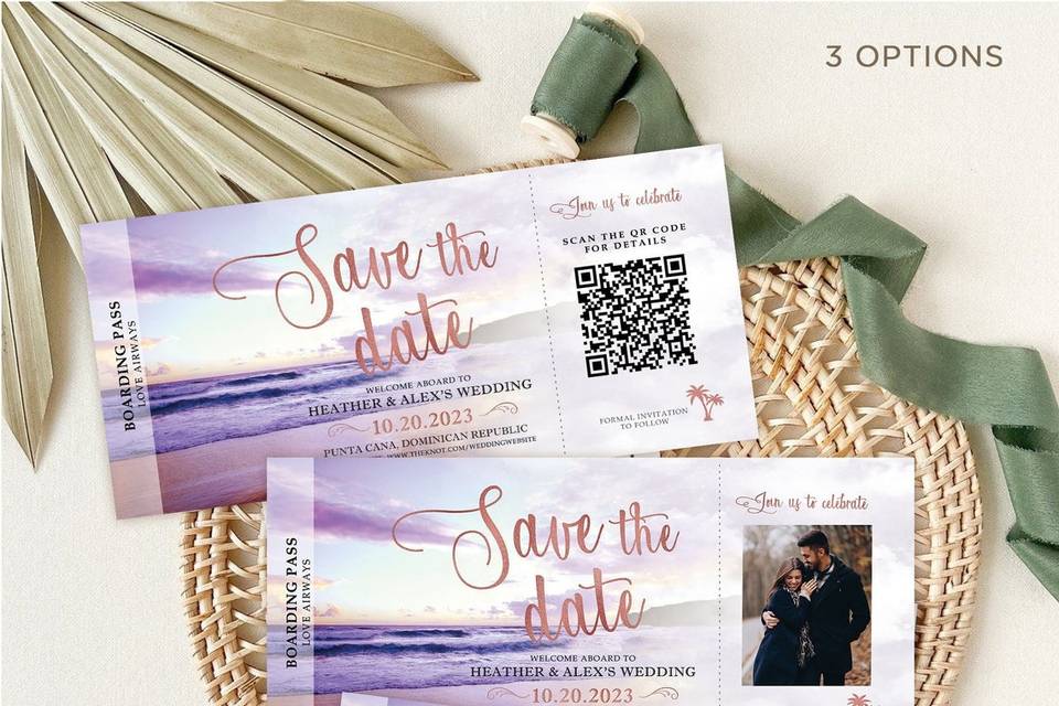 Beach Wedding Boarding Pass