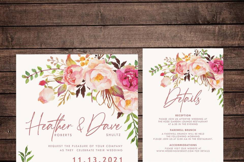 Blush Pink Wedding Invite