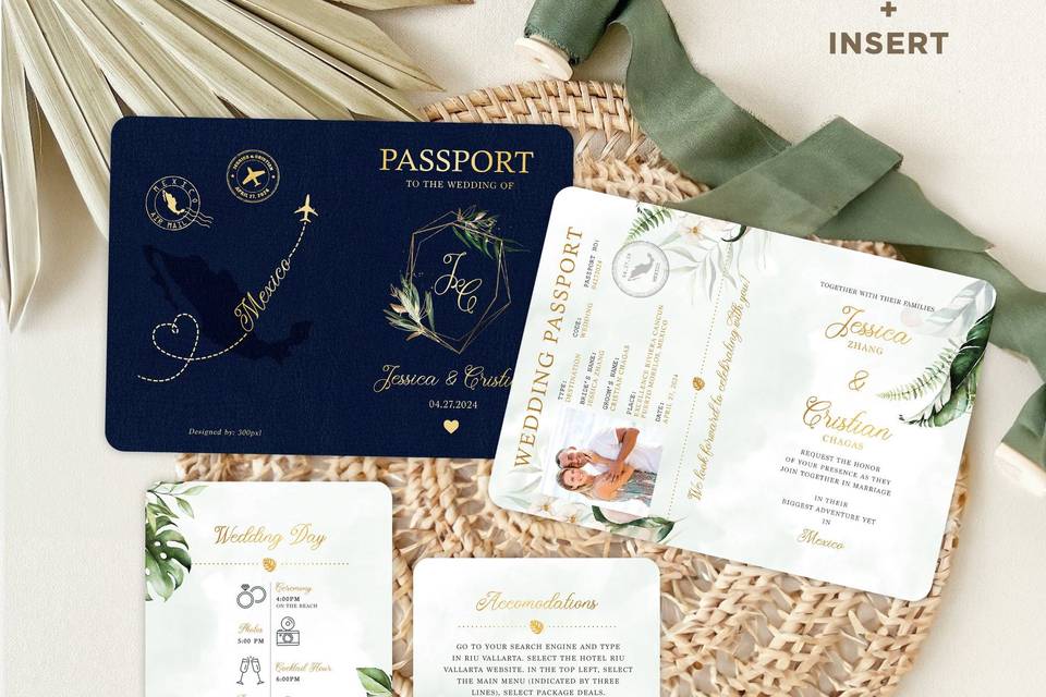 Tropical Passport Invite Set