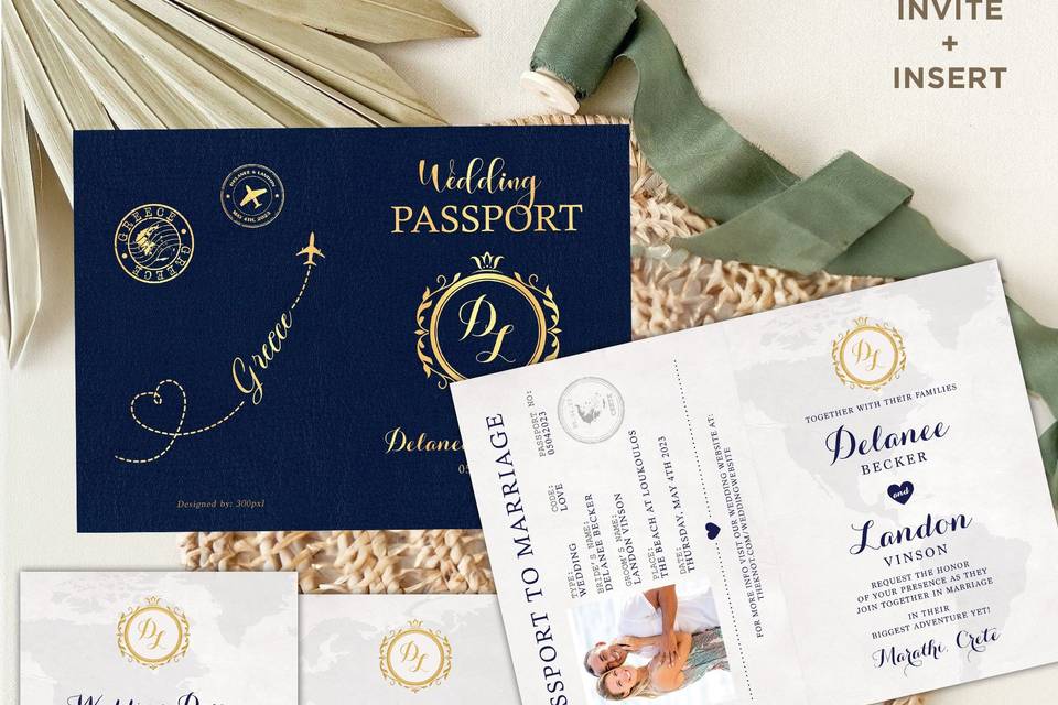 Passport Wedding Invite Set