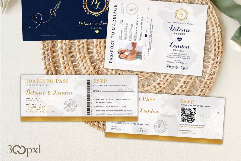 Passport Wedding Invite Set