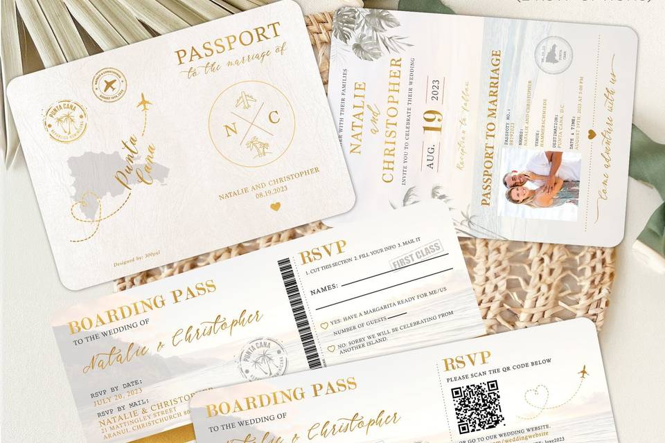 Ivory Passport Wedding Invite