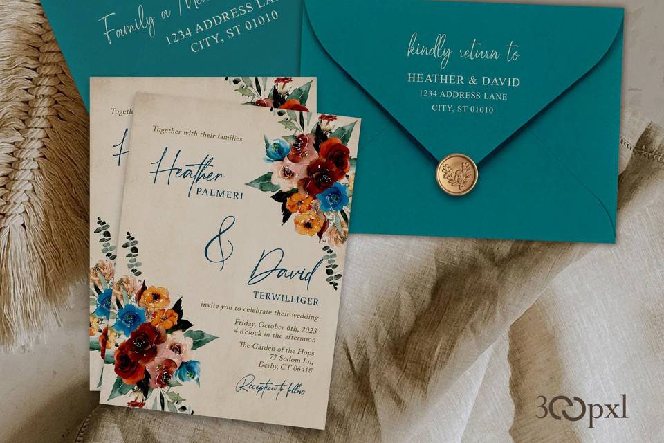 Fall Teal Terracotta Wedding