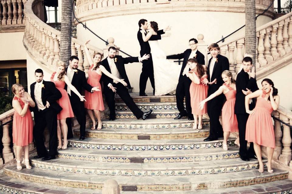 Couple with their wedding party