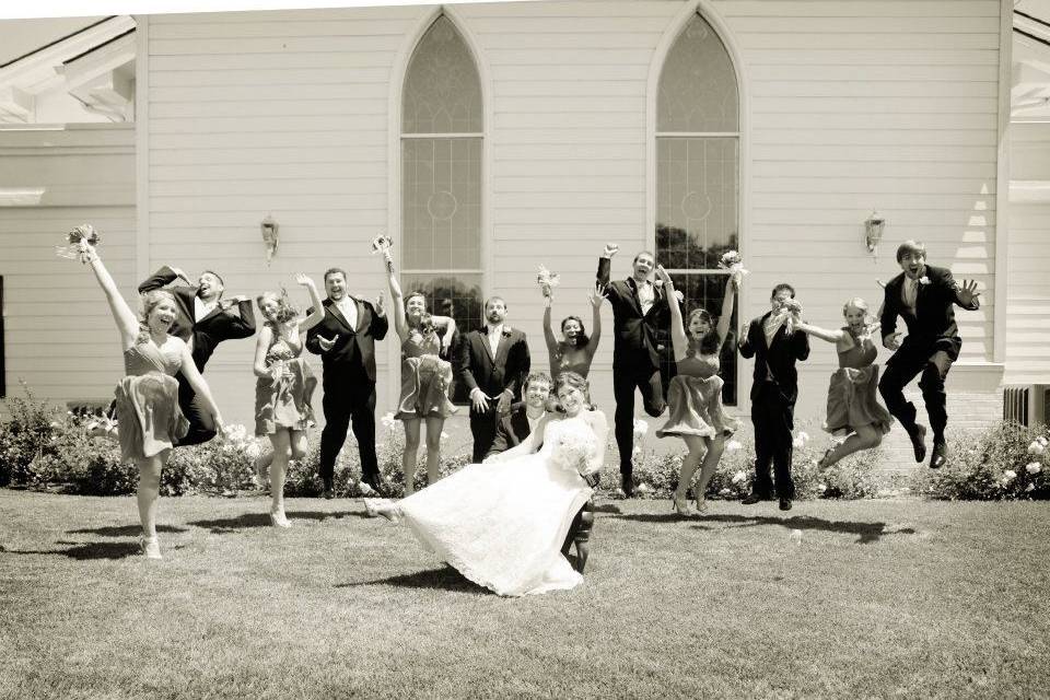 Couple with their wedding party