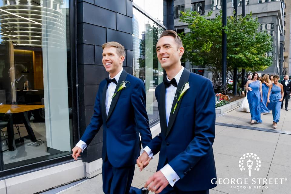 Grooms walk to wedding