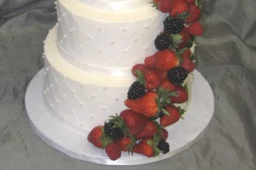 Three tier cake with fruits