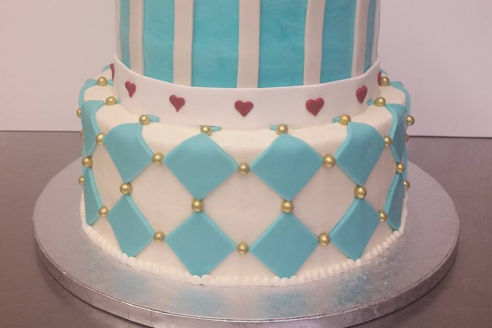 White and blue cake