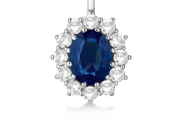 3.60ctw Oval Blue Sapphire & Diamond Pendant Necklace	A customizable pendant inspired by Princesses Kate and Diana. Choose your own gem, metal, and matching rings & earrings!