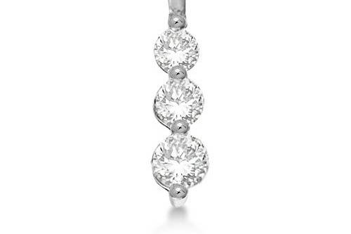 Three-Stone Graduated Diamond Pendant Necklace	This graceful diamond drop pendant necklace is crafted with 3 glittering round diamonds in single-prong mountings.