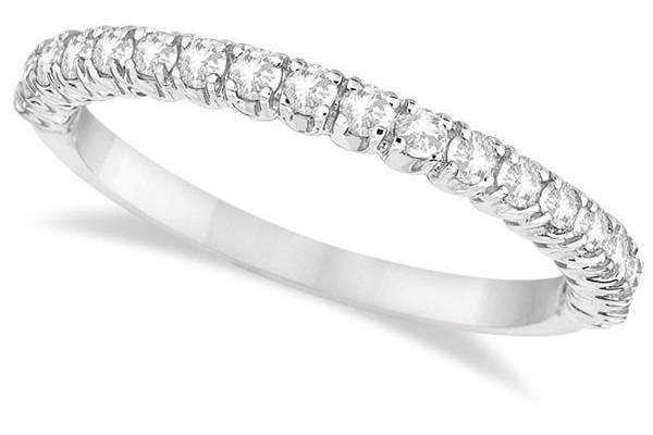 Semi-Eternity Pave Set Diamond Stacking Ring	Fancy enough for a wedding, stylish enough for every day. 19 round cut diamonds in gold, palladium, or other metals.