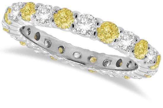 1.07ct Fancy Yellow Canary & White Diamond Eternity Band	Nearly 30 precious stones cover this stunning band in your choice of 14/18k gold, platinum, or hypoallergenic palladium.