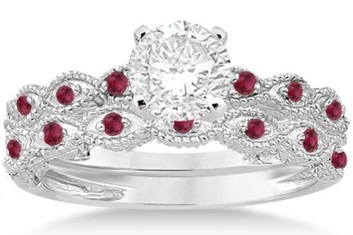 Antique Ruby Engagement Ring and Wedding Ring	Design your own engagement ring in vintage marquise style. Glittering rubies & a custom stone on a band of your choice.