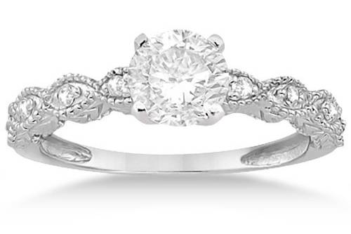 Marquise Diamond Engagement Ring Setting (0.10ct)	Milgrain edges & filigree showcase pave set diamonds & custom center stone. Choose 14/18k gold or other precious metals.