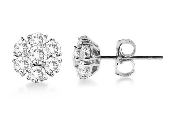 Diamond Flower Cluster Earrings	These stud earrings match our floral collection & are available from 1.20ct to 5.00ct in 14k white, yellow & rose gold.
