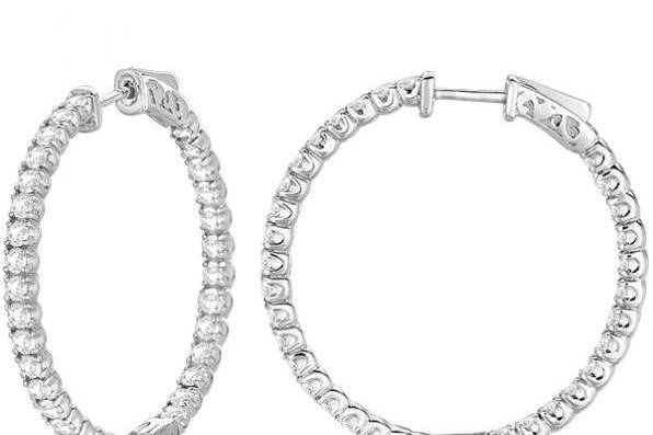 Diamond Hoop EarringsOur modern diamond-studded hoop earrings are available in a myriad of styles, precious metals, carat weights, and sizes.