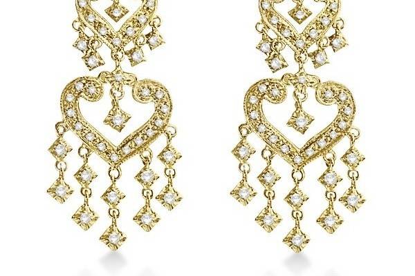 Bridal Dangling Chandelier Diamond Earrings 1.01ct	Our vintage dangle drop earrings are available in 14k white, yellow & rose gold, & showcase 50 sparkling round diamonds.