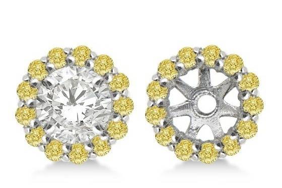 Round Fancy Yellow Diamond Earring Jackets	With custom-sized studs in 14k white, yellow, & rose gold, we also offer this design with blue, white, & black diamonds.