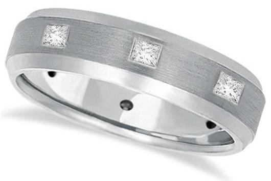1/2ct Princess-Cut Diamond Ring Wedding Band For Men	Eight sparkling princess-cut diamonds, of G-H color & VS clarity, circle a designer eternity band with a satin finish.